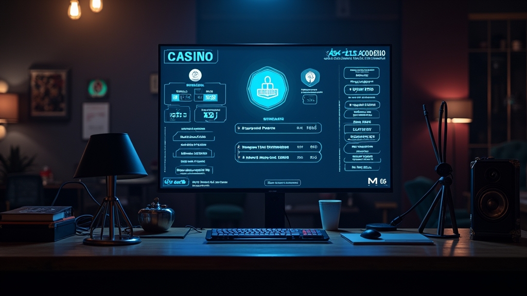 Dunkle Casino-Szene mit Auszahlungsterminal und verifiziertem Konto